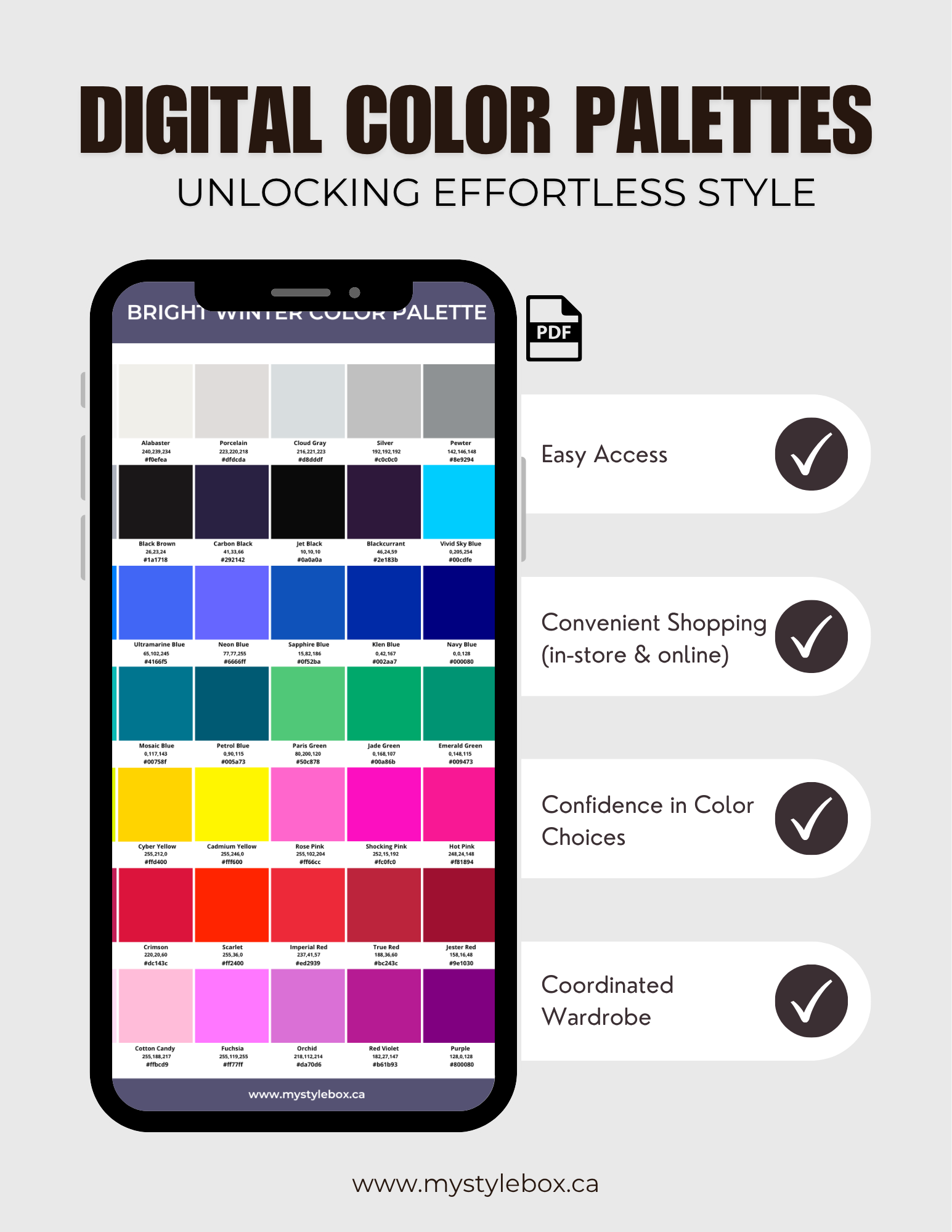 Dark Autumn Digital Color Palette and Hair Color Guide