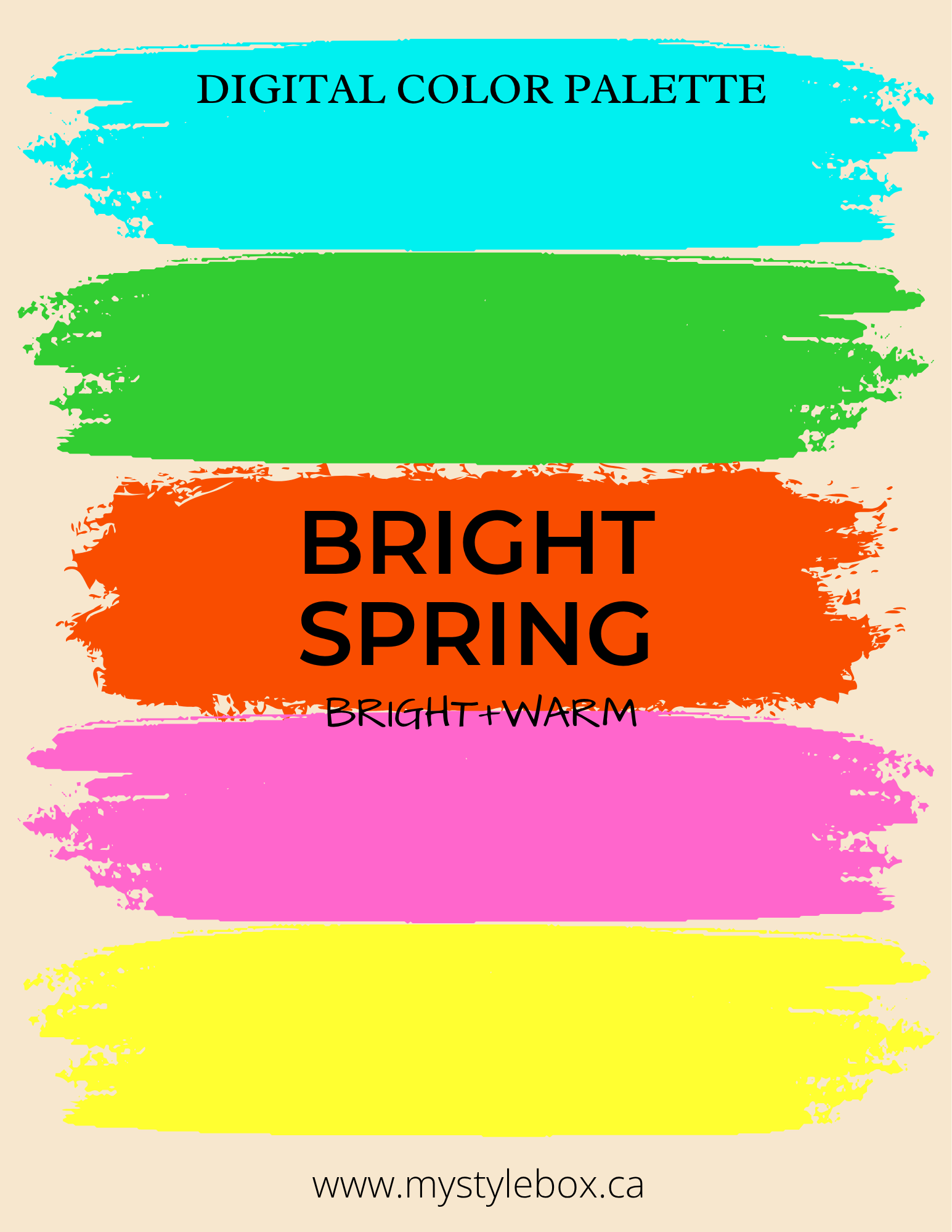 Bright Spring Digital Color Palette and Hair Color Guide