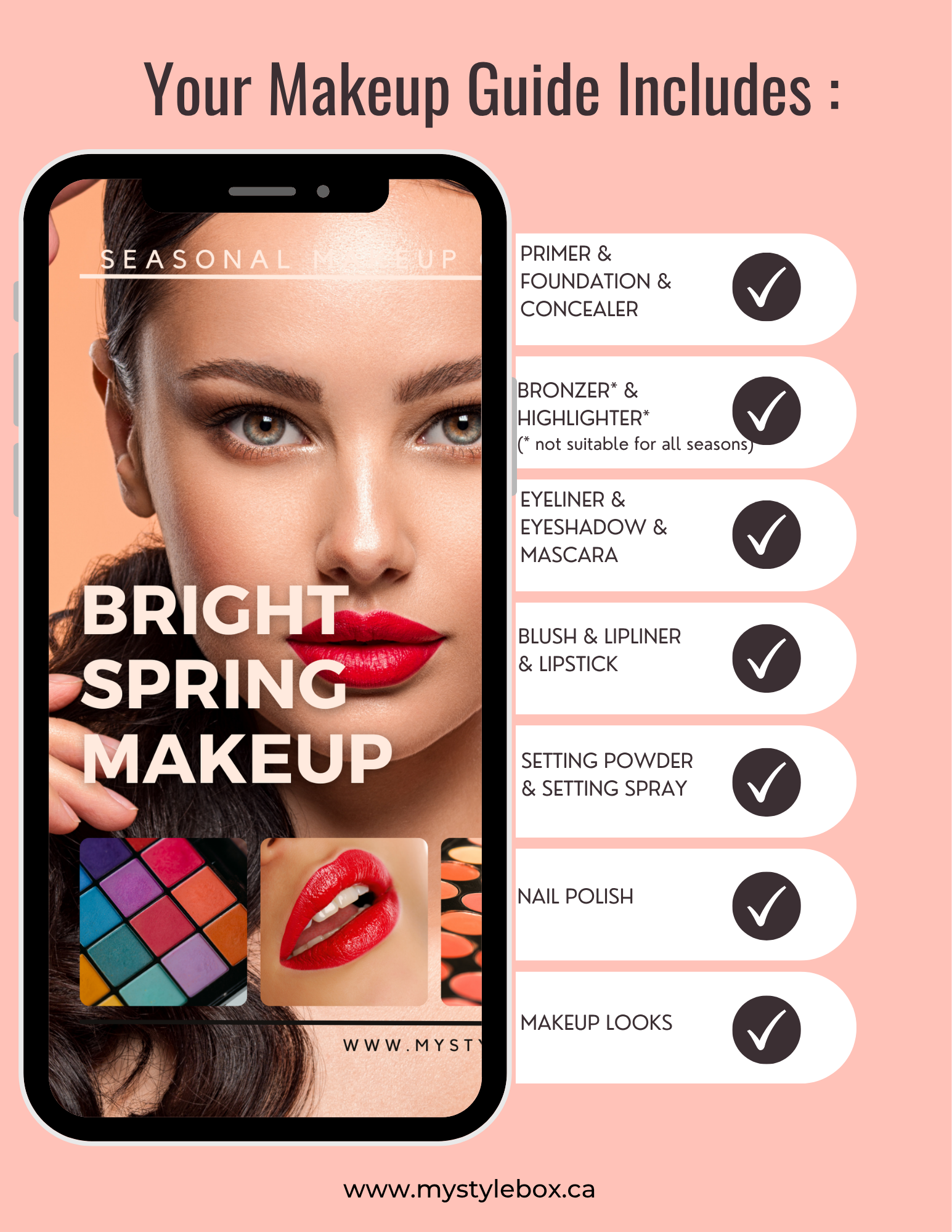 Bright Spring Digital Color Palette and Makeup Guide