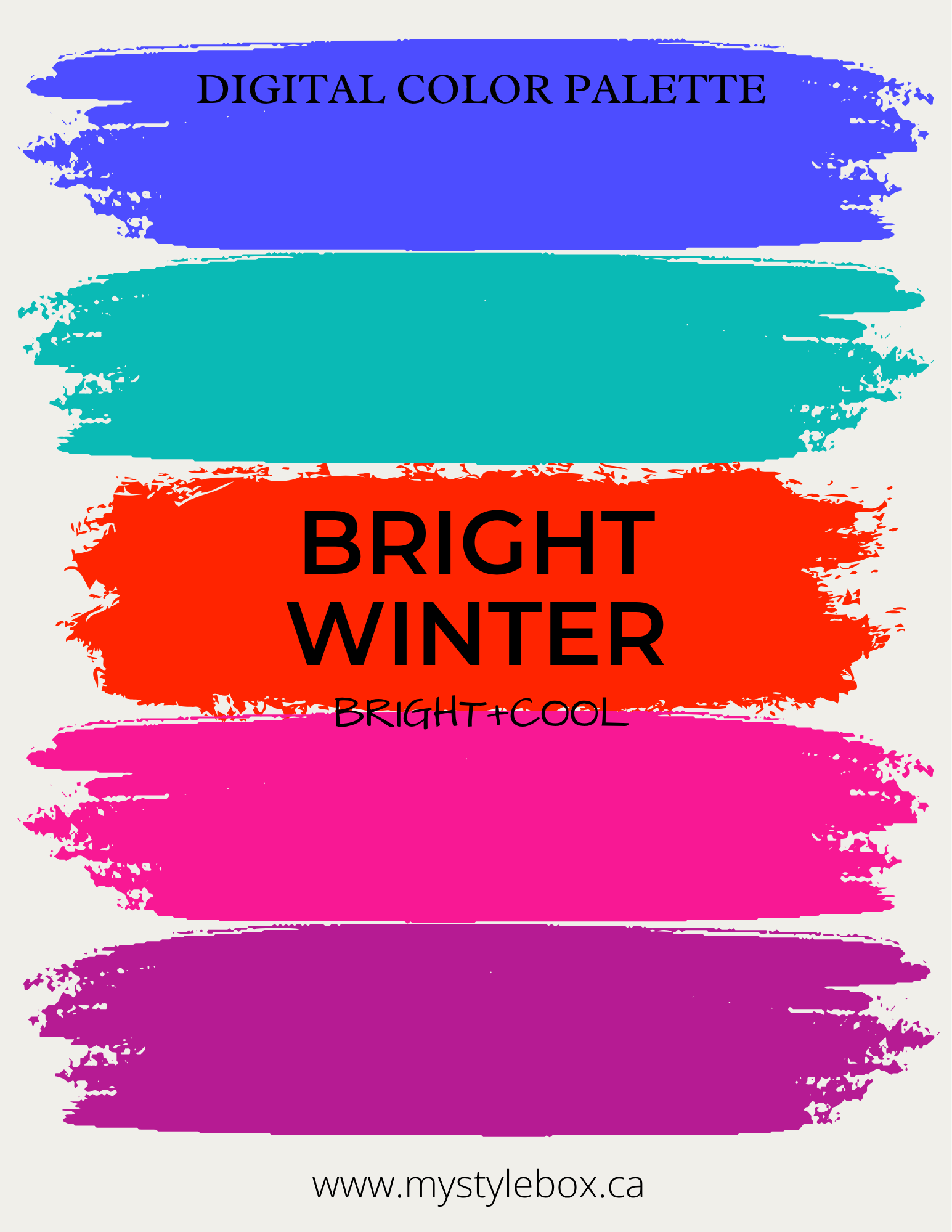 Bright Winter Digital Color Palette and Hair Color Guide