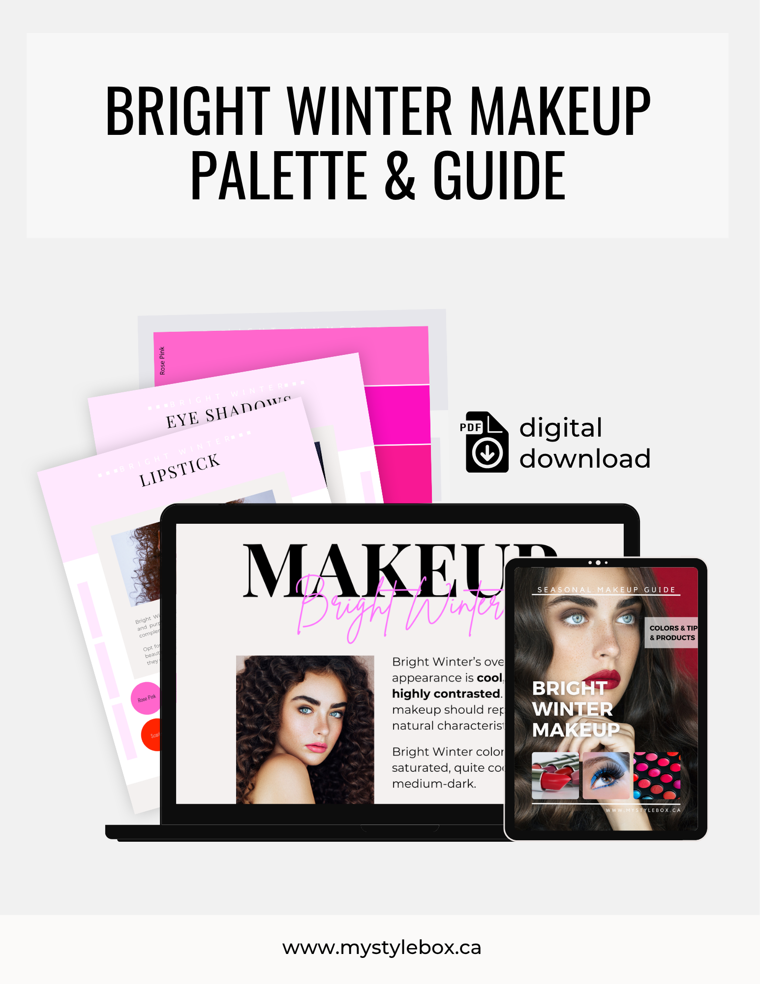 Bright Winter Digital Color Palette and Makeup Guide