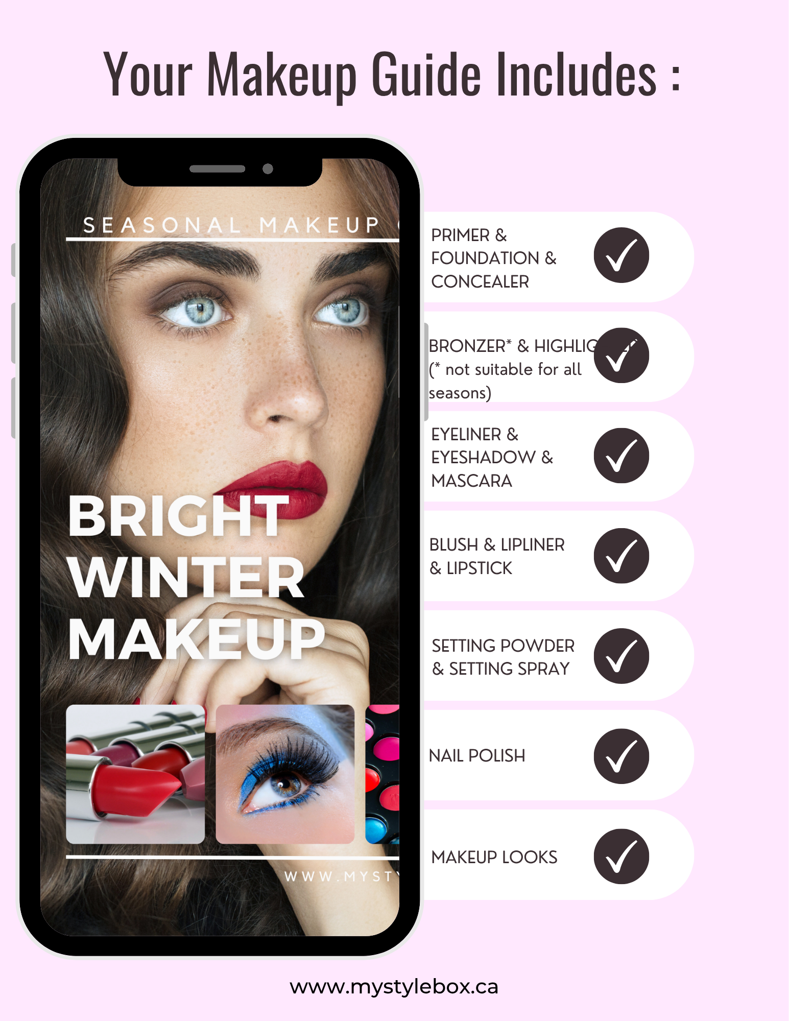 Bright Winter Digital Color Palette and Makeup Guide