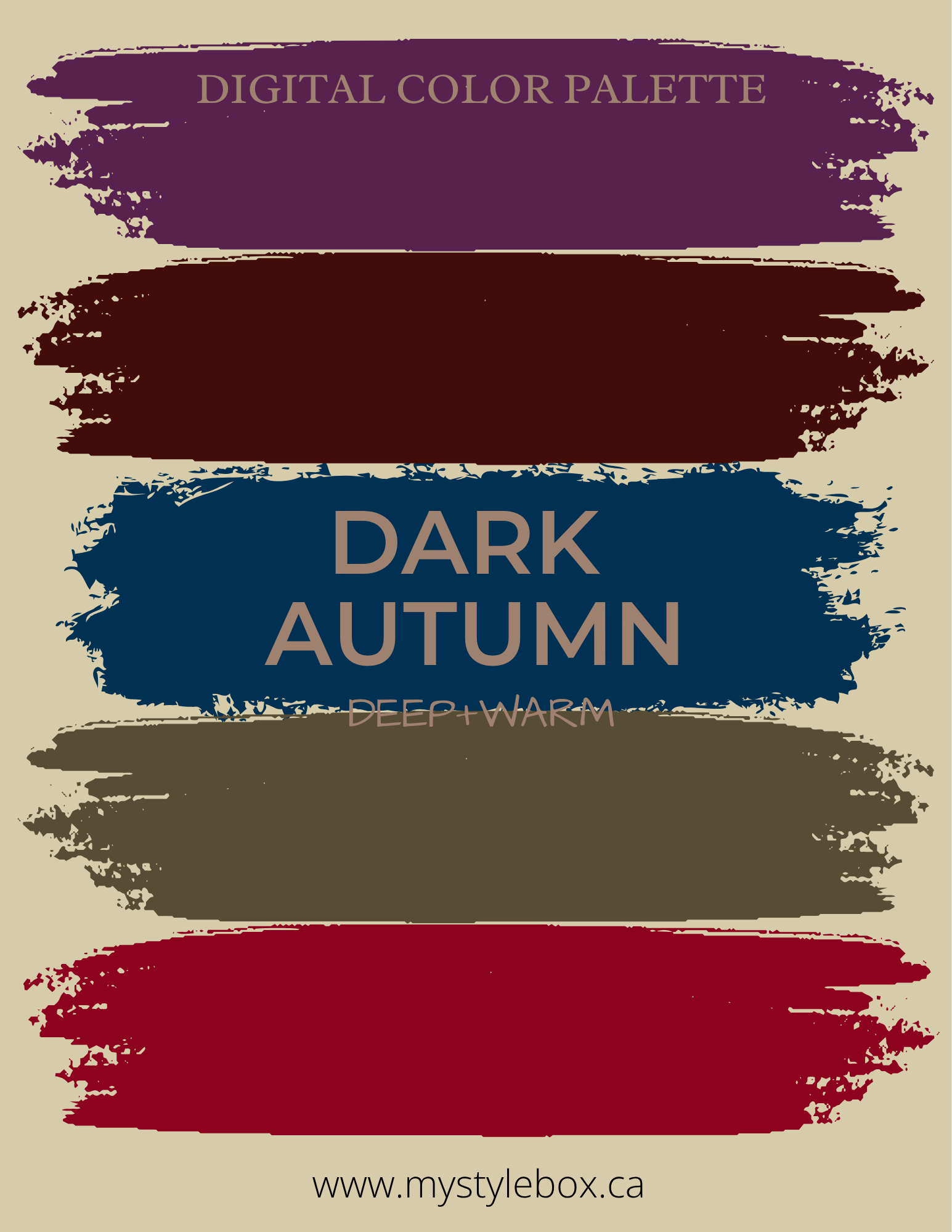 Dark Autumn Digital Color Palette and Hair Color Guide