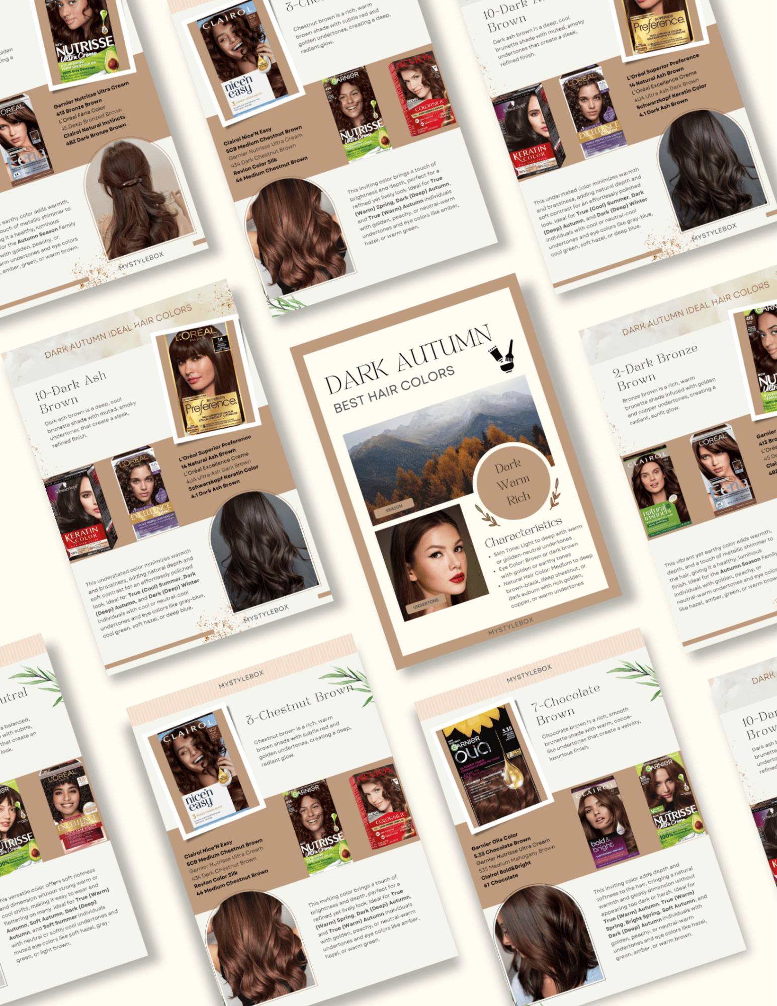 Dark Autumn Digital Color Palette and Hair Color Guide