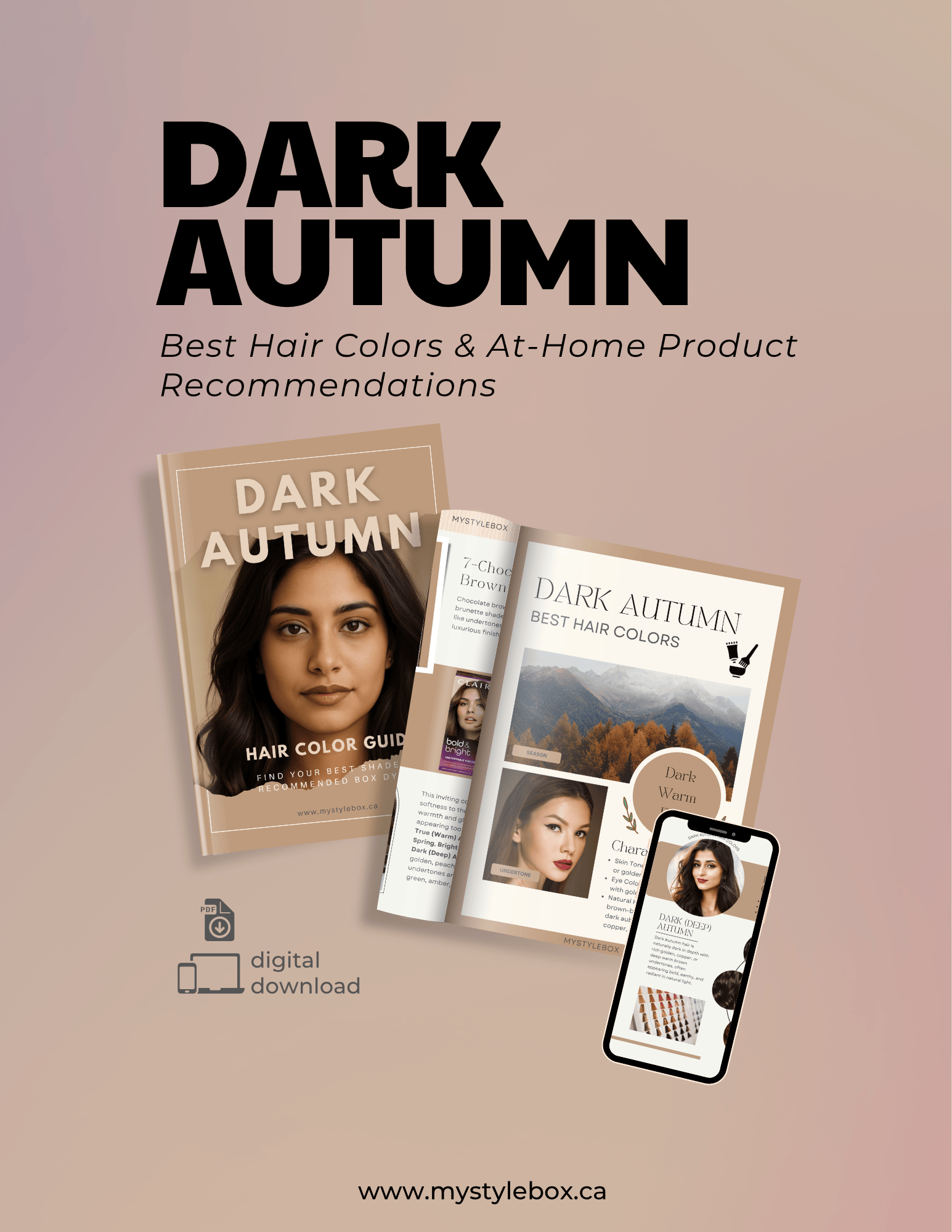 Dark Autumn Digital Color Palette and Hair Color Guide