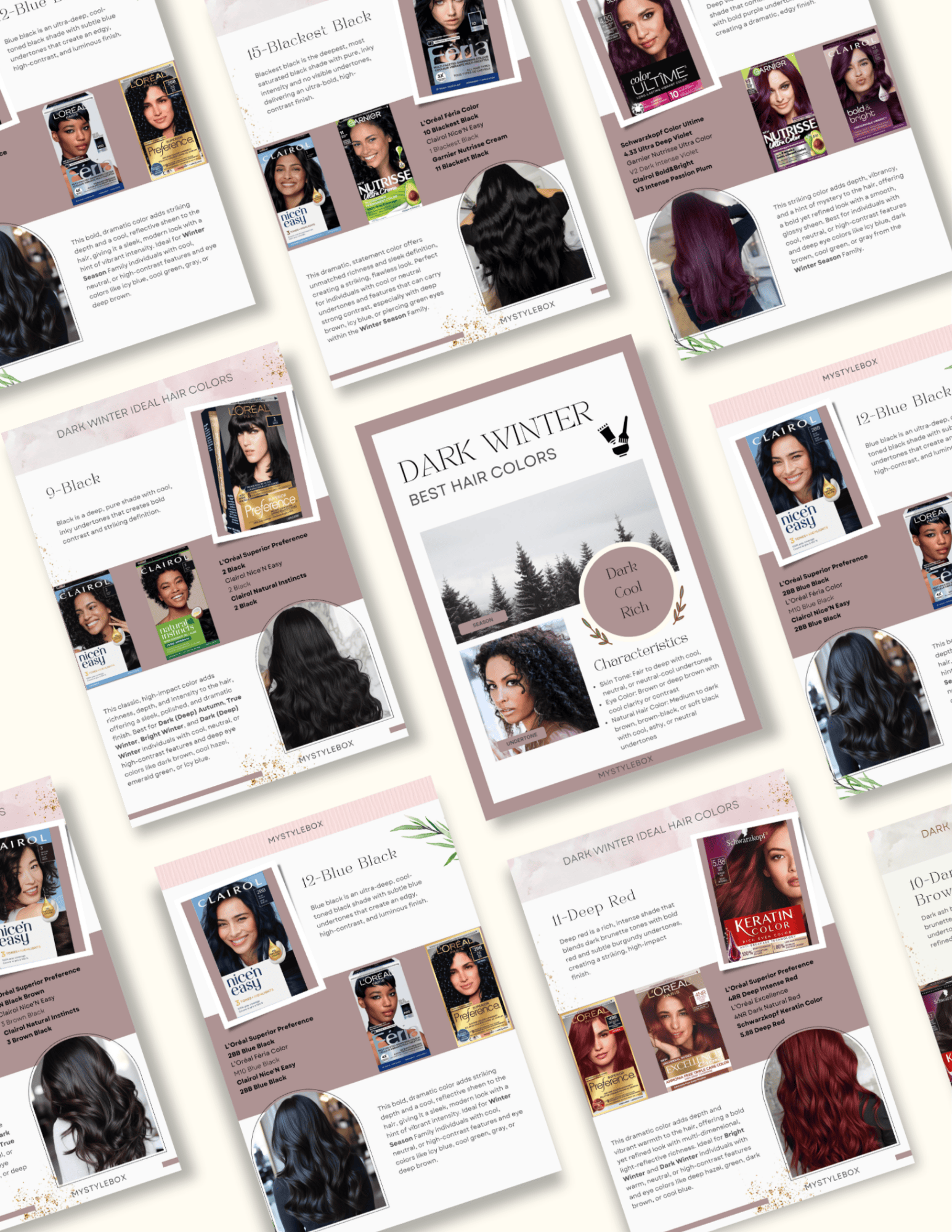 Dark Winter Digital Color Palette and Hair Color Guide