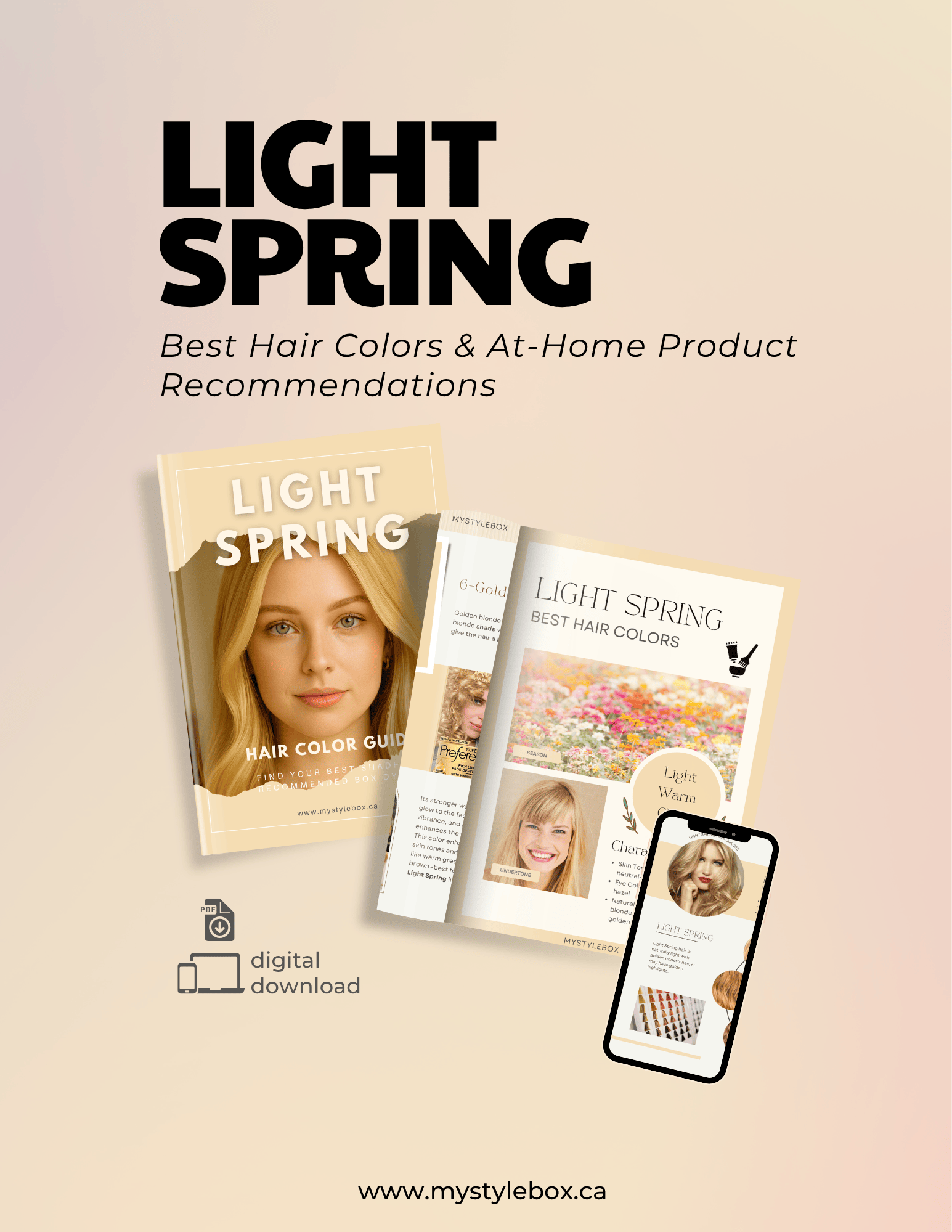 Light Spring Digital Color Palette and Hair Color Guide
