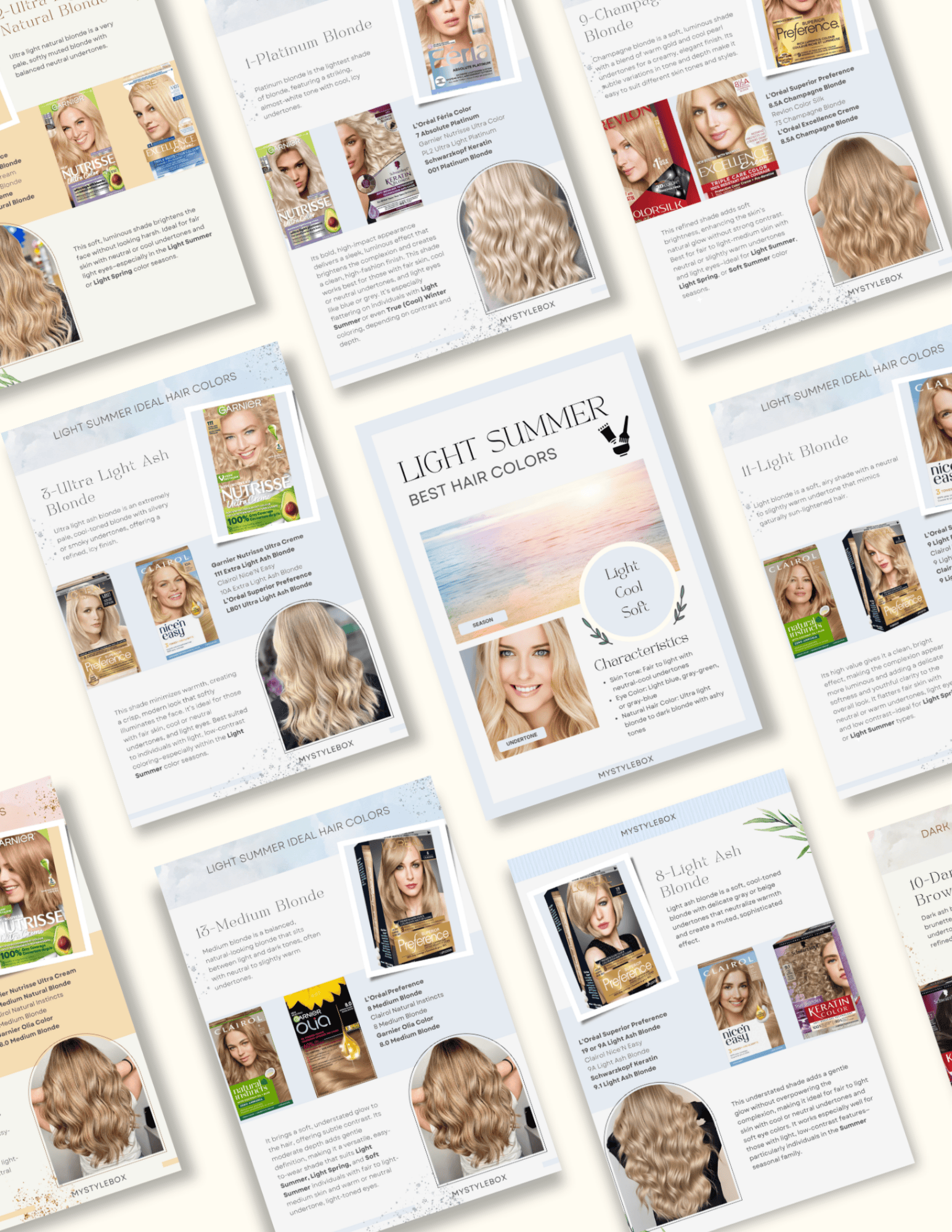 Light Summer Digital Color Palette and Hair Color Guide