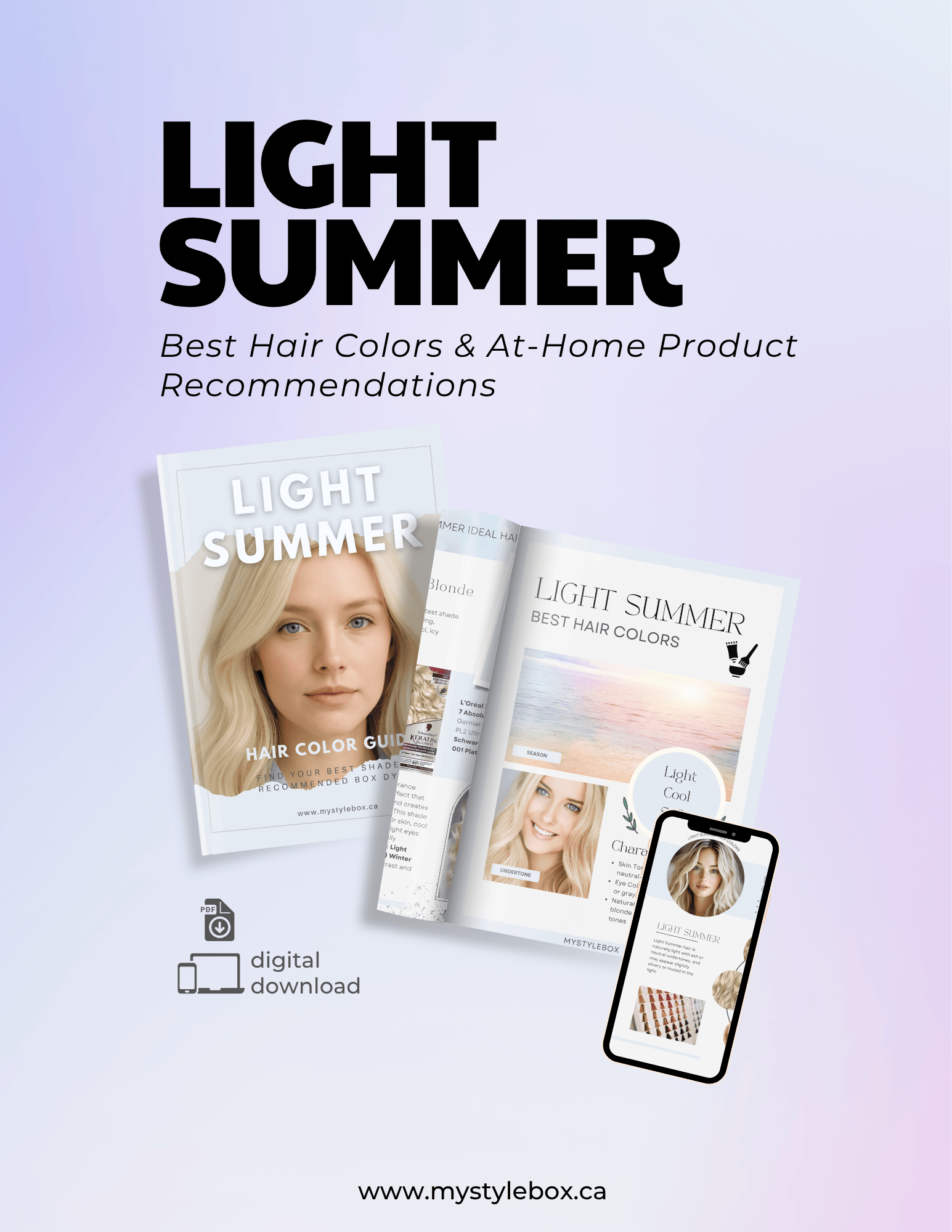 Light Summer Digital Color Palette and Hair Color Guide