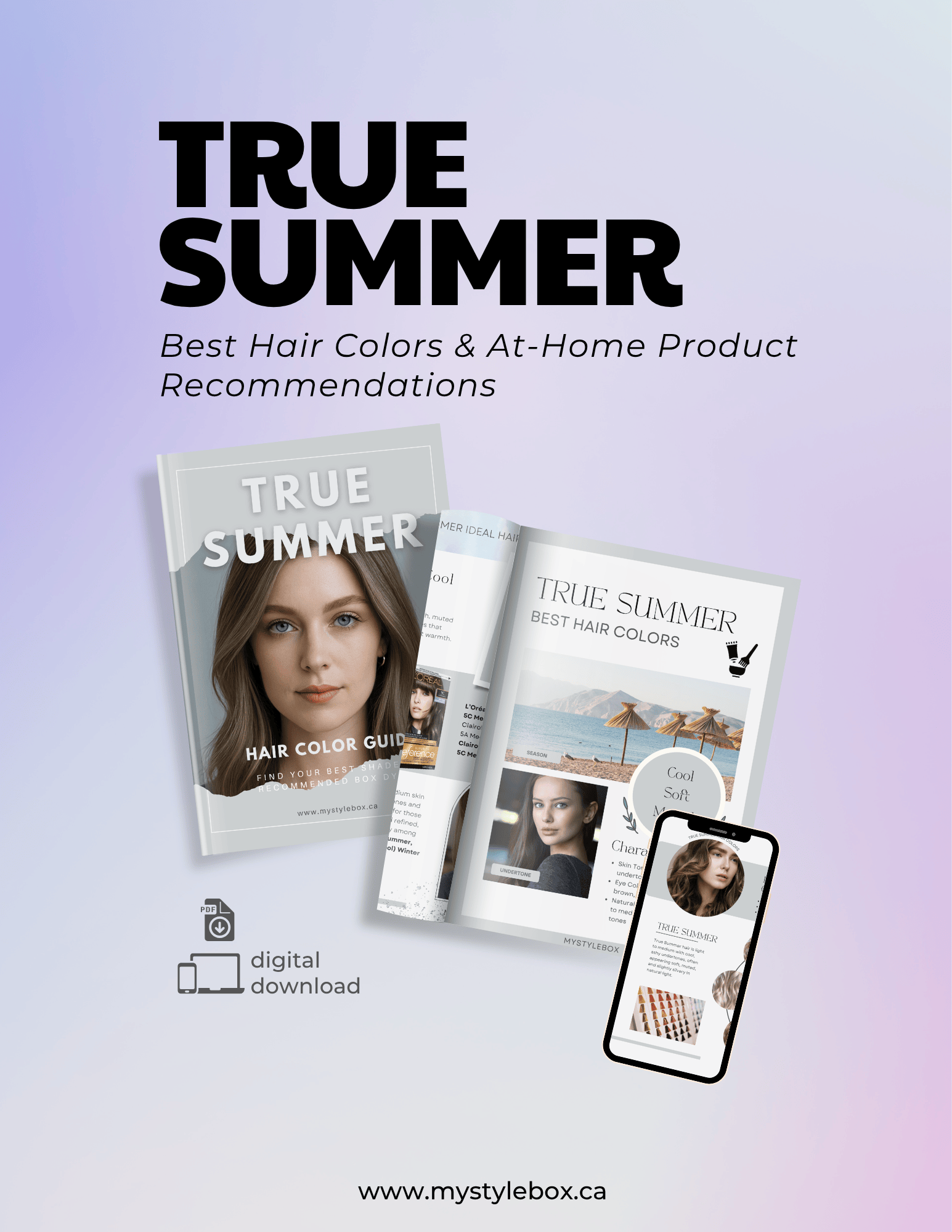 True Summer Digital Color Palette and Hair Color Guide