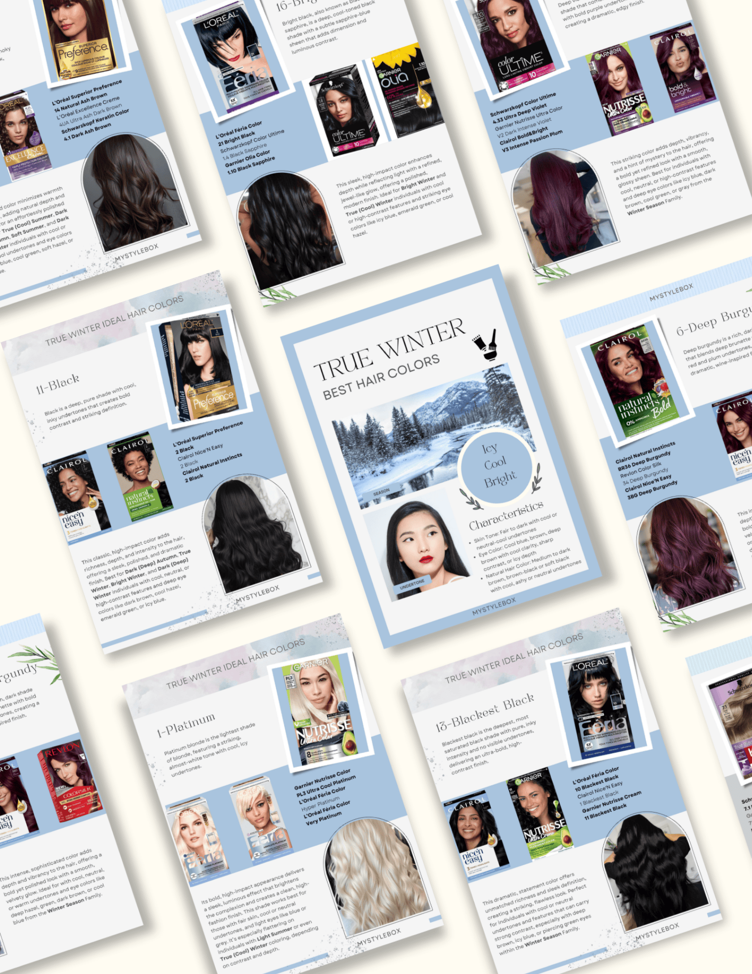 True Winter Digital Color Palette and Hair Color Guide